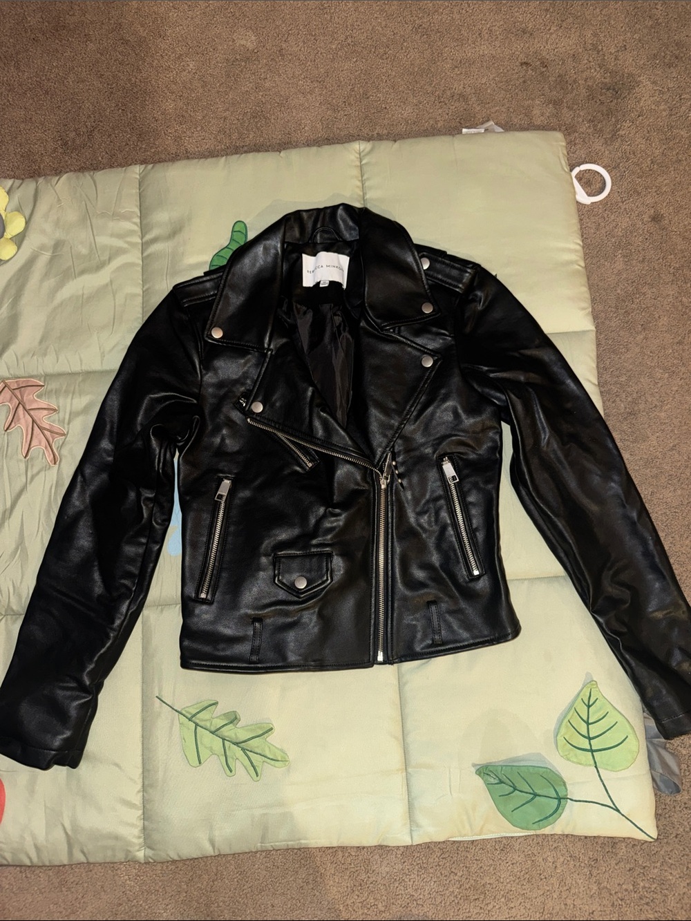 Black Rebecca Minkoff Faux Leather Moto Jacket - Women